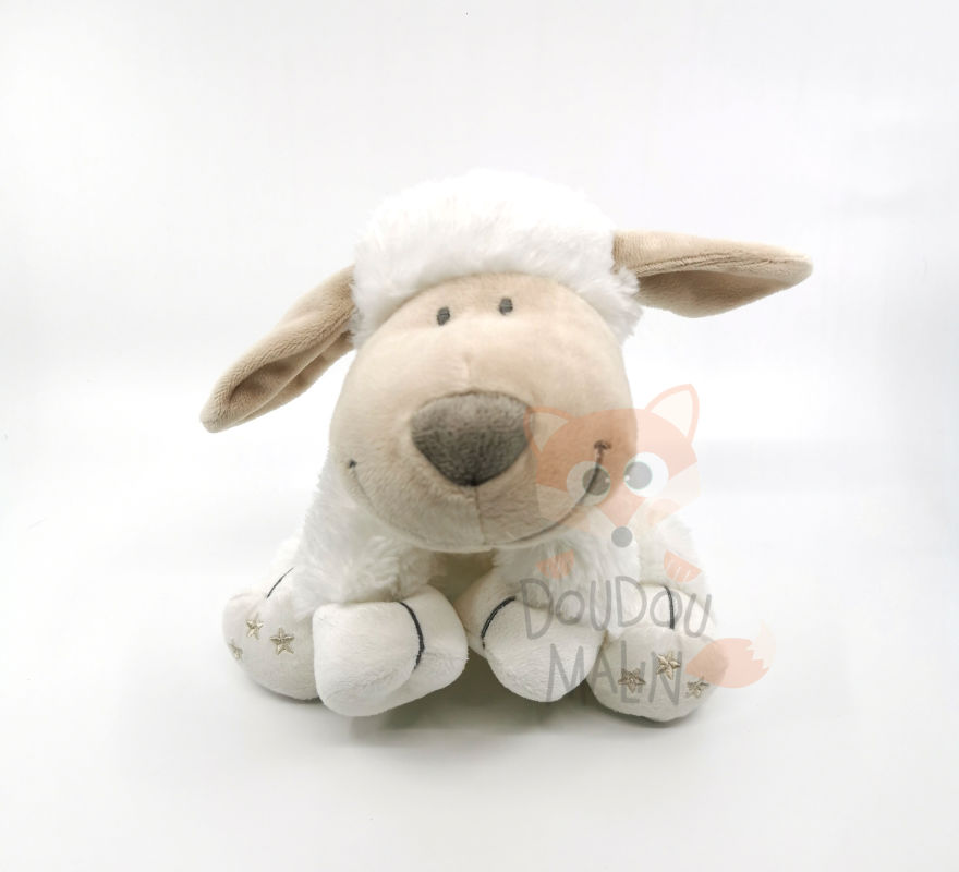  peluche mouton assis blanc étoile 25 cm 